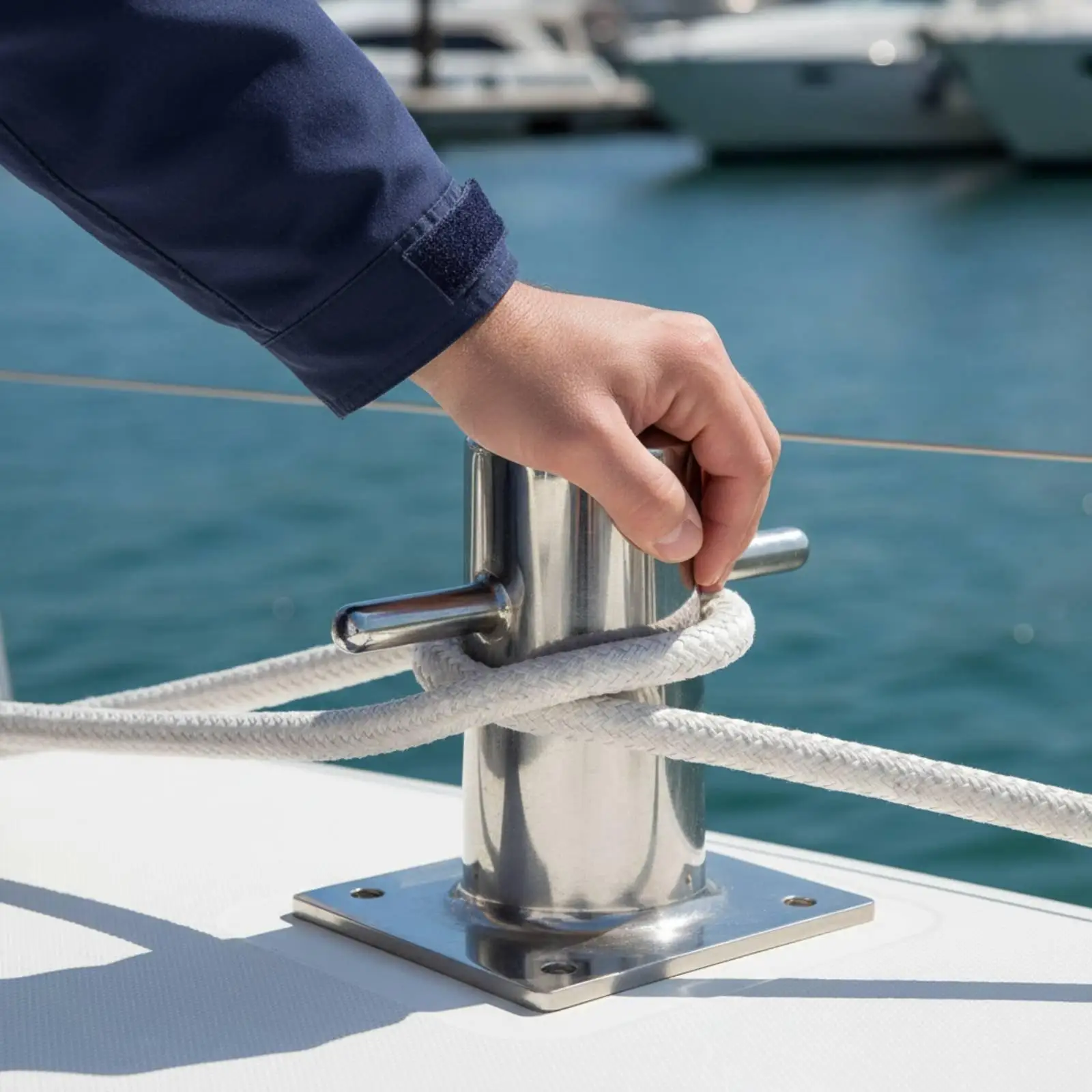 316 Stainless Steel Bollard Mirror-Polished Stainless Steel Mooring Bollard Resistant Boat Mooring Post for Marina, Harbor