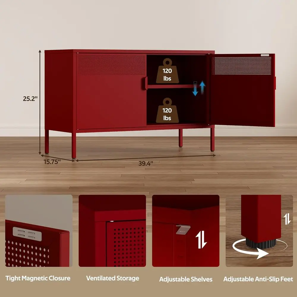 Metal Storage Cabinet with 2 Do& Adjustable Shelves, 25