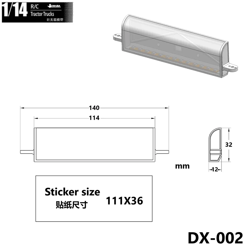 KXRC Sun Visor LED Advertising Box Light for 1/14 Tamiya RC Truck Trailer Tipper Scania 770S R470 R620 R730 DIY Upgrade Parts