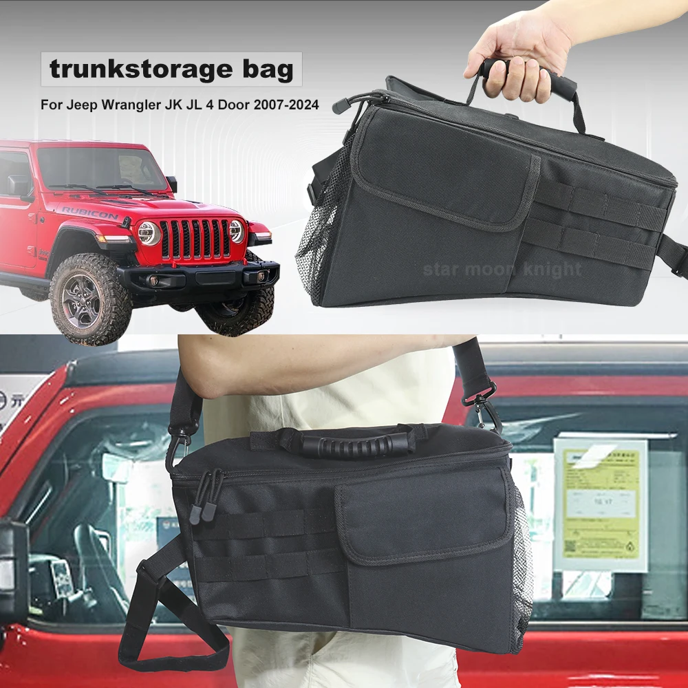 For Jeep Wrangler JK (2007-2017) Wrangler JL (2018- 2023) 4-Doors Car Trunk Cargo Storage Bag Organizer Stowing Tidying Bags