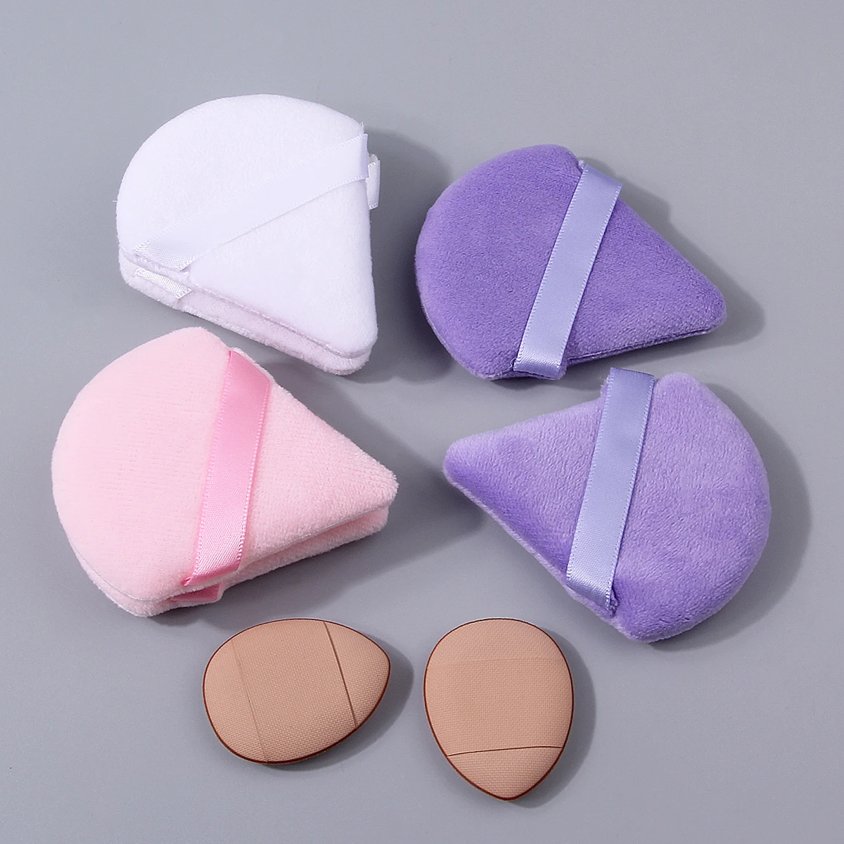 Bouffée de poudre triangulaire douce Double face, mini bouffée de poudre à coussin d'air, outil de maquillage facial portable polyvalent 8 pièces