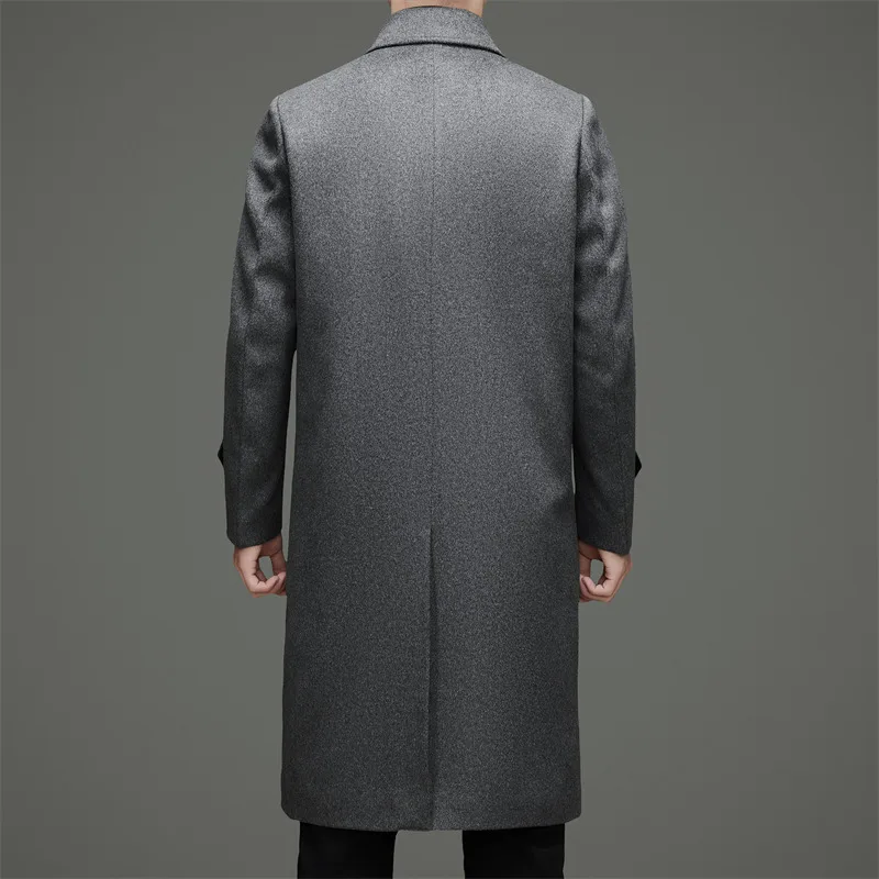 Men Wool Overcoat Old Money Look Winter Double Breasted Notched Collar Design Woolen Blend Coat Black Gray Coffee Color Topcoat