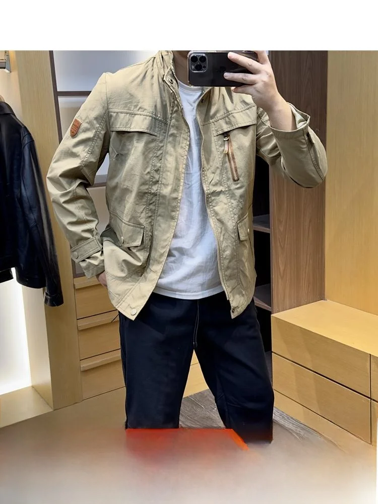 Outdoor Windproof Men's Jacket Autumn Winter Mesh Lined Hooded Multi-pocket Workwear Youth Fashion Standard Fit Long Sleeve