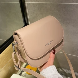 Trendy Saddle Shoulder Bag Women PU Leather Crossbody Bag Simple Solid Color Flap Messenger Bag Designer Handbags Pouch 2024