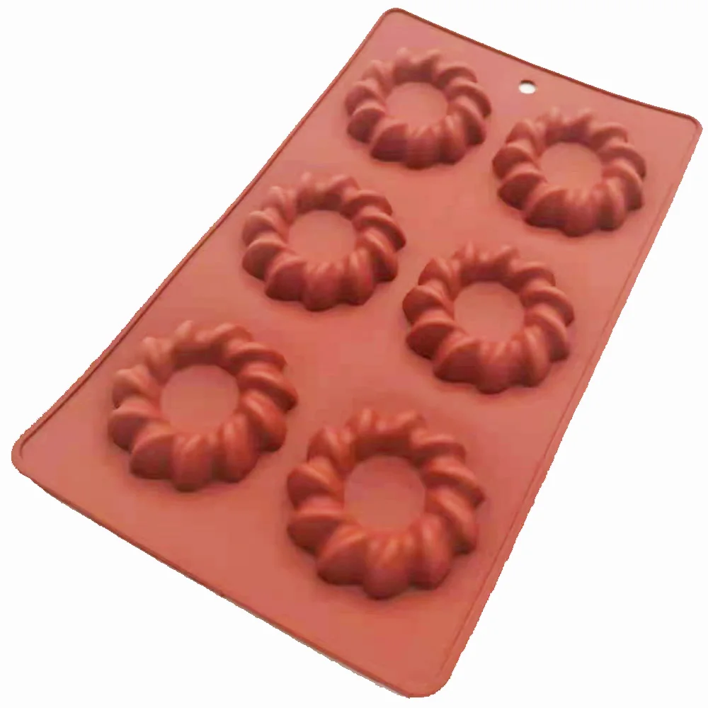 6 دائرة سيليكون قالب كعكة الشوكولاتة عباد الشمس دونات قالب شبكة الجليد قوالب الحلوى أدوات خبز كوكي كبيرة بقعة بالجملة