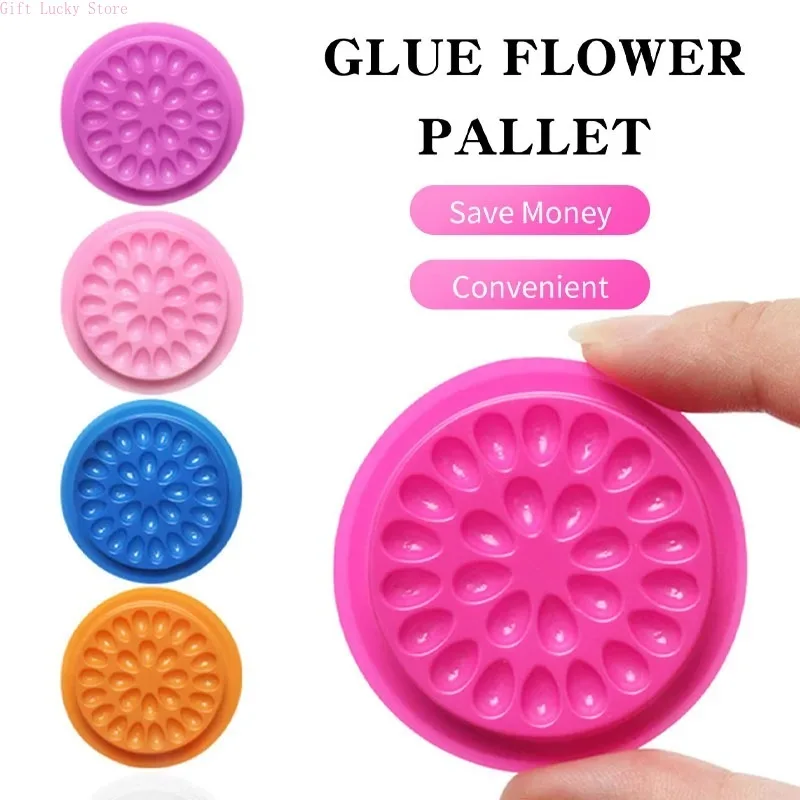 

2-60pcs Disposable Plastic Flower Holder Sticker Glue Adhesive Pallet Grafted lashes tool For Eyelash Extension Makeup Tool