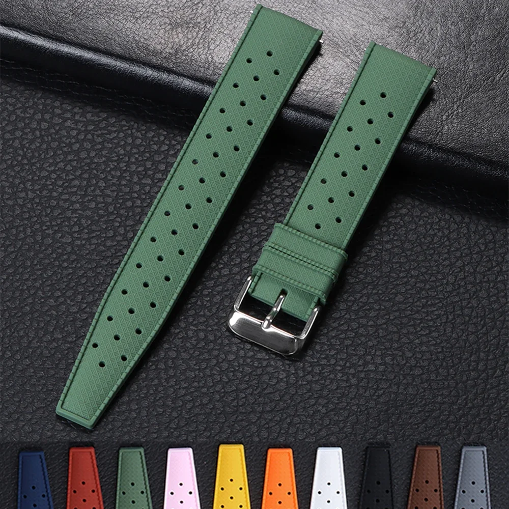 Silicone Watch Strap 18mm 20mm 22mm Quick Release Rubber Tropic Watchband Breathable Waterproof Wristband Watches Accessories