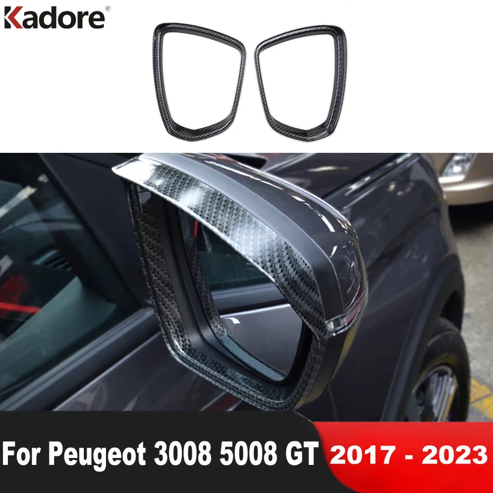 

Накладка на зеркало заднего вида для Peugeot 3008 5008 GT 2017-2023, боковые зеркала из углеродного волокна, солнцезащитный козырек, защита от дождя, аксессуары