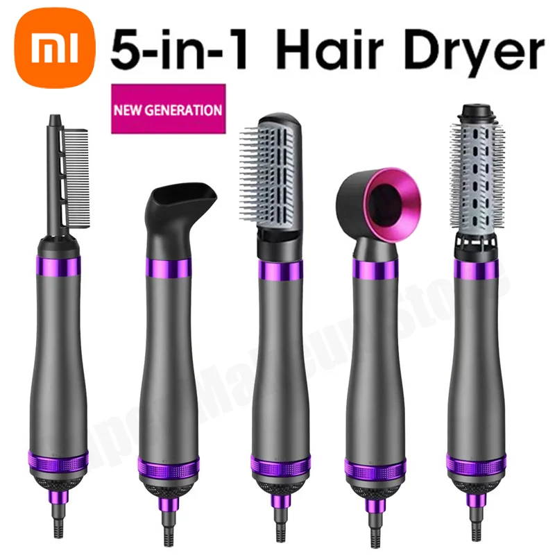 Secador de pelo multifuncional Xiaomi 5 en 1 con cepillo de aire caliente, rizador de pelo, alisador de pelo y difusor, herramienta de peinado para salón en casa