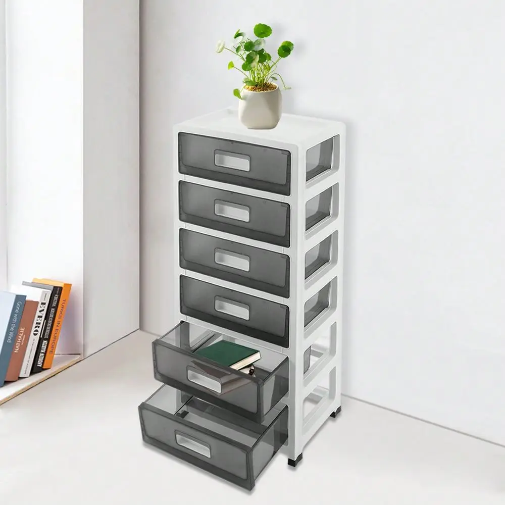 

6Tier Clear Plastic Storage Organizer, 32.8 Tall Rolling Storage Drawers Cart, Drawer Tower With Wheels For Office, Table, And