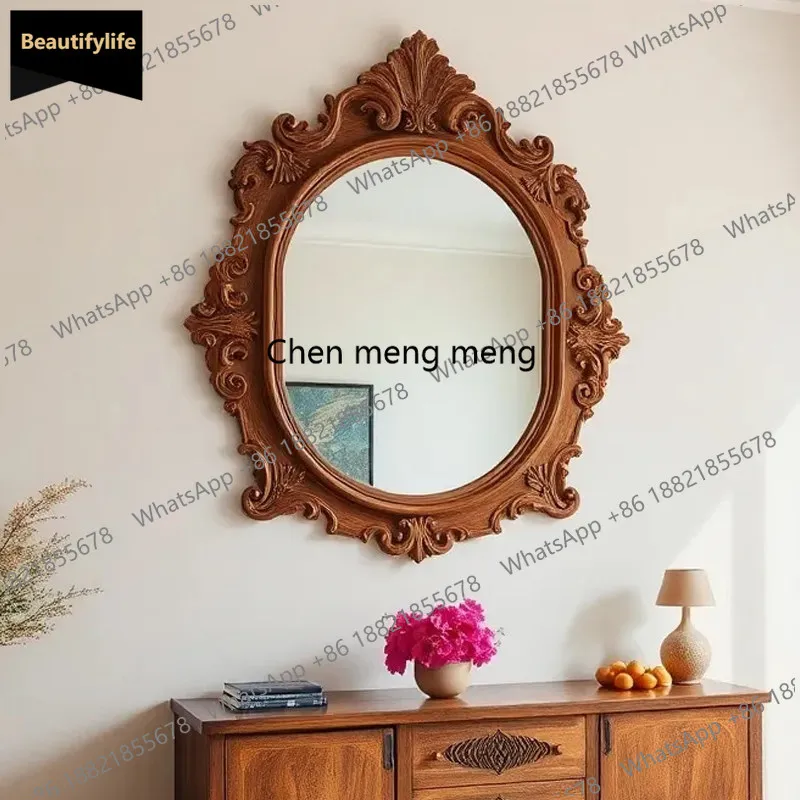 

C139 French carved mirror household living room background wall decorative mirror retro style fireplace mirror