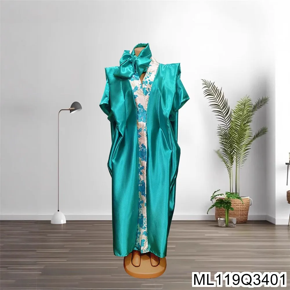 

2025 New Loose Printed Dress, High-end Soft Long Dress, Satin Robe Dress, European and American Style ML119Q34