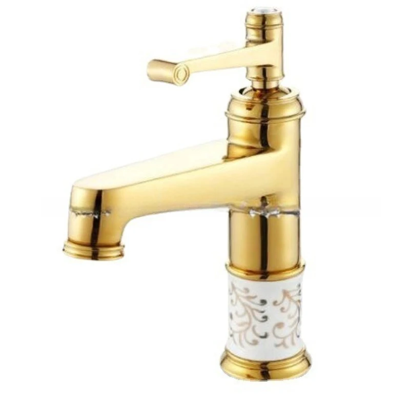 

Quality blue and white porcelain rose gold hot and cold washbasin faucet, bathroom table Gao Fu Shuai washbasin faucet