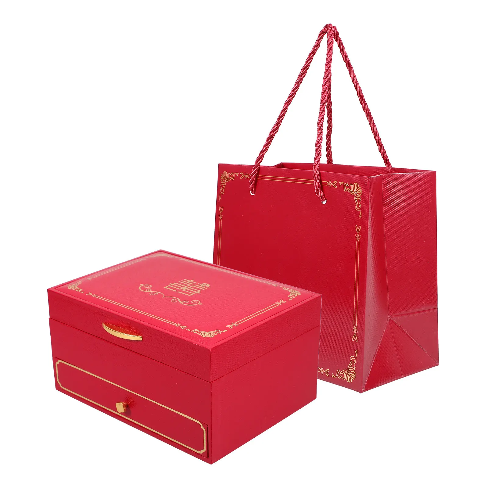 

Wedding Jewelry Box 2-Tier Desktop Storage Case with Ample Space for Rings Pendants Necklaces Bracelets Jewelry Organizer Gift