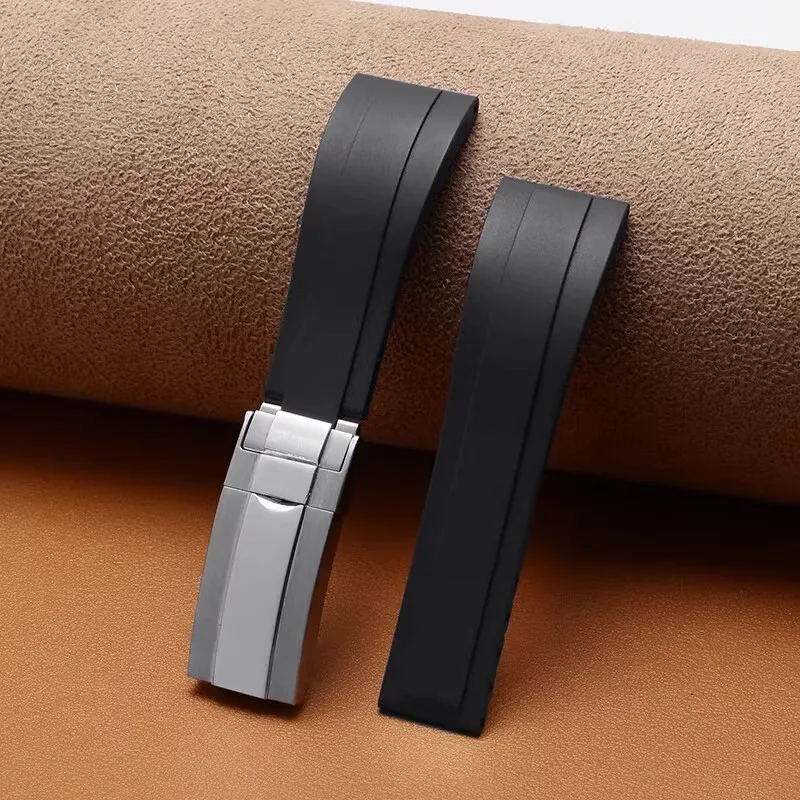 20mm Rubber Silicone Watchbands for Rolex DAYTONA SUBMARINER GMT Yacht-Master Strap Diving Bracelet 9×16mm Folding Buckle