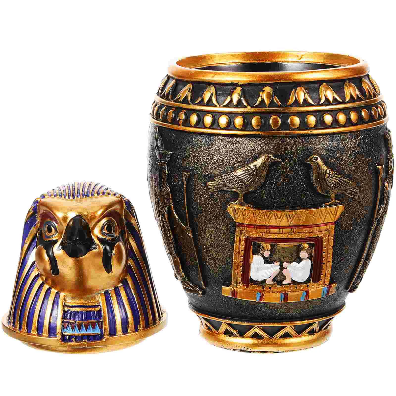 Egyptian Urn Pet Commemorative Casket Urns for Ashes Animal Jar Cat Container Cremains Storage Bottle Resin Dating