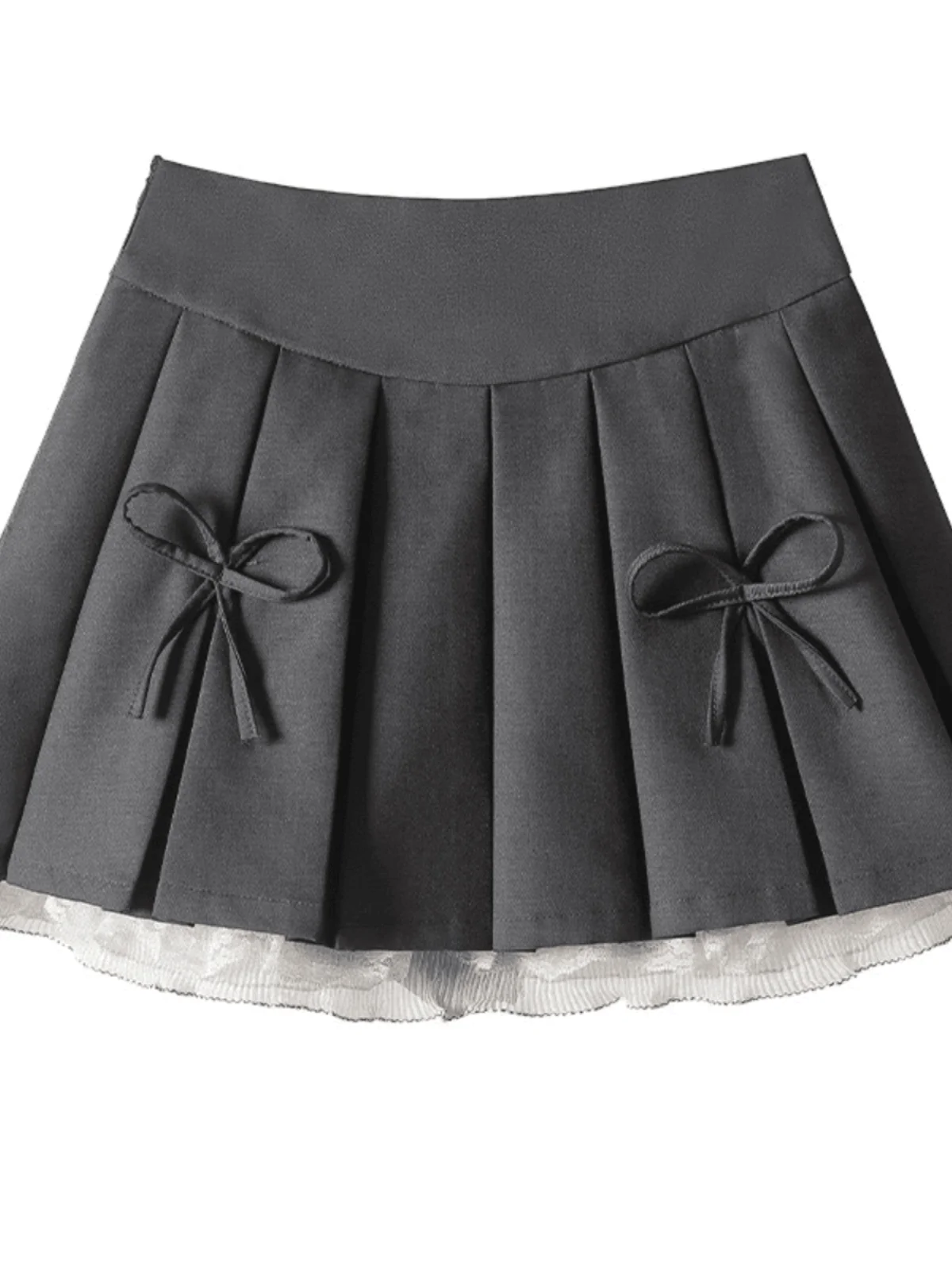 Falda plisada de cintura alta con nudo dulce para mujer 2024 nueva falda sexy de encaje con empalme Sle falda ort de corte A para ir al trabajo coreano...