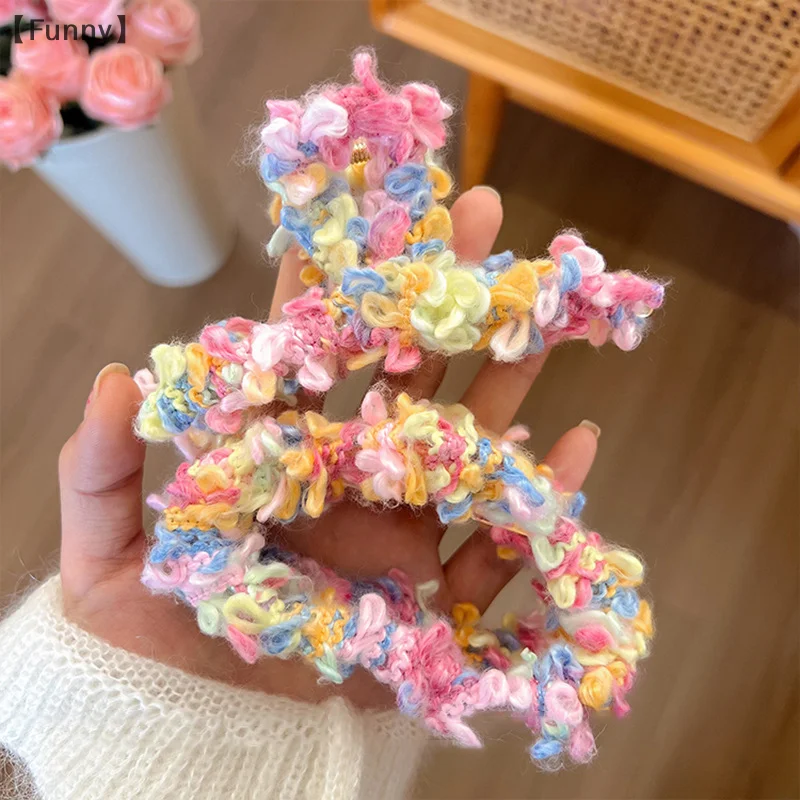 〔Funny〕Colorful Hair Clips Women Plush Resin Clouds Hair Claw Clip Large Small One-Word Shark Clip Trendy Daily Hair Accessory