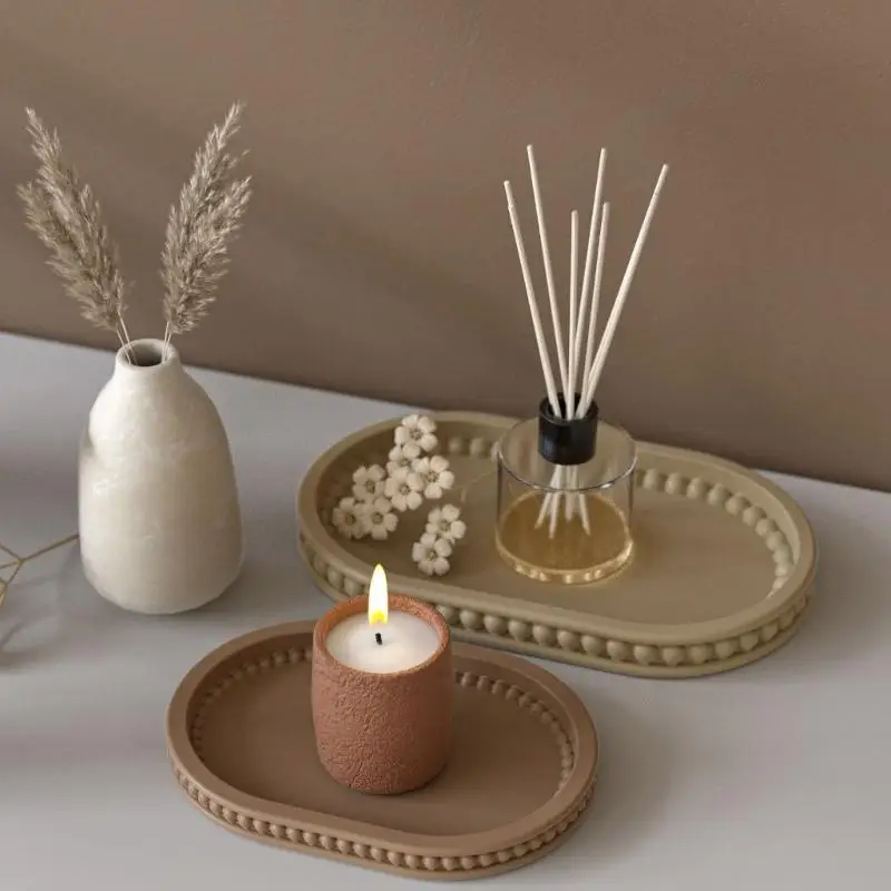 

652F Flexible Silicone Oval Plate Tray With Sturdy Feature Designs Craft Supplies for Household Use and Special Occasions