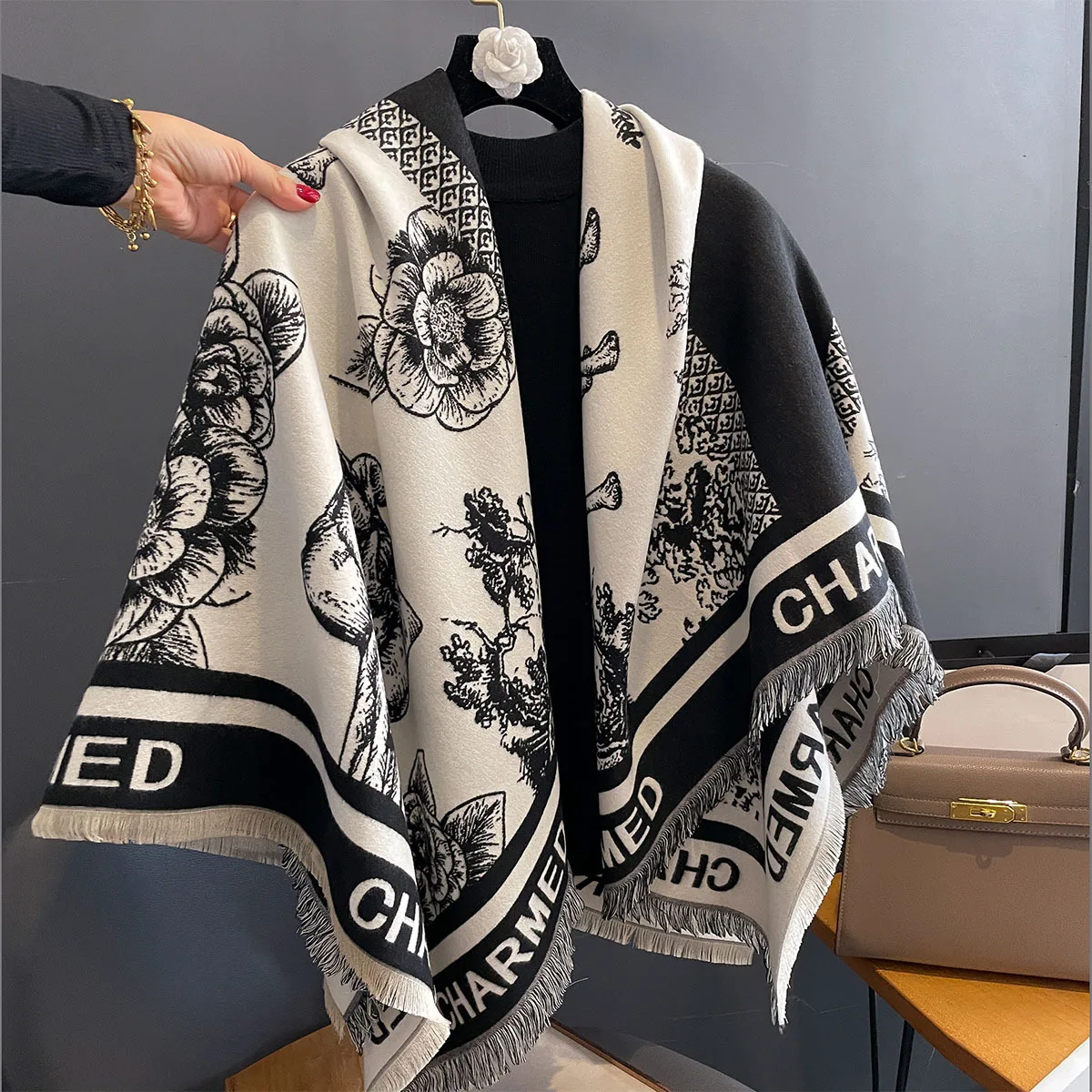 Winter Women Thick Warm Scarves Designer Cashmere Shawl Wraps Bufanda Blanket Vintage Print Large Square Scarf Echarpe Pashmina