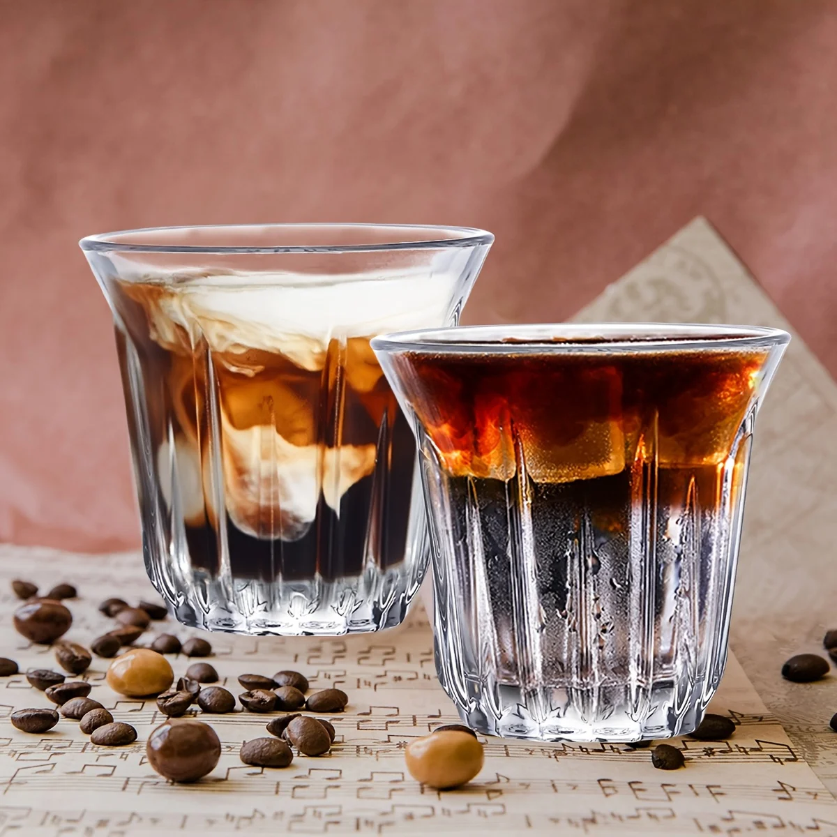 2 Pack Espresso Cups, Clear Glass Cups for Coffee, Coffee Mugs Glasses Espresso Accessories in Kitchen/Office/Bar, Easy to Clean