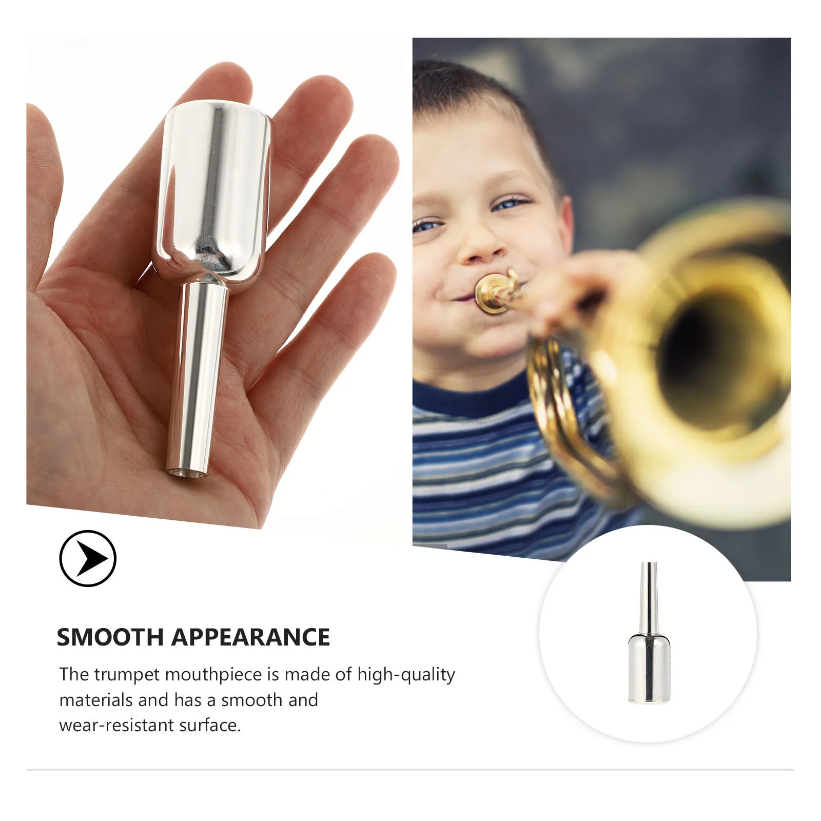 

Silver Trumpet Mouthpiece Heavy Durable Trumpet Part for Practice and Performance Replacement Music Instrument