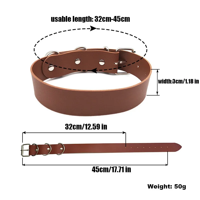 Punk Wide Brown PU Leather Belt Custom Choker Letters Necklace Women Men Goth Buckle Collar Chocker Sexy Cosplay Party Jewelry