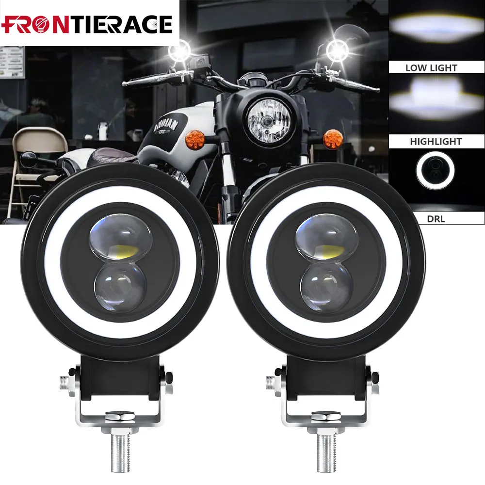 Additional motorcycle headlight DRL Angel Eyes12V 24V Fog Lamps Led Super Brighter 100W 6000K  For Lighthouse before LED