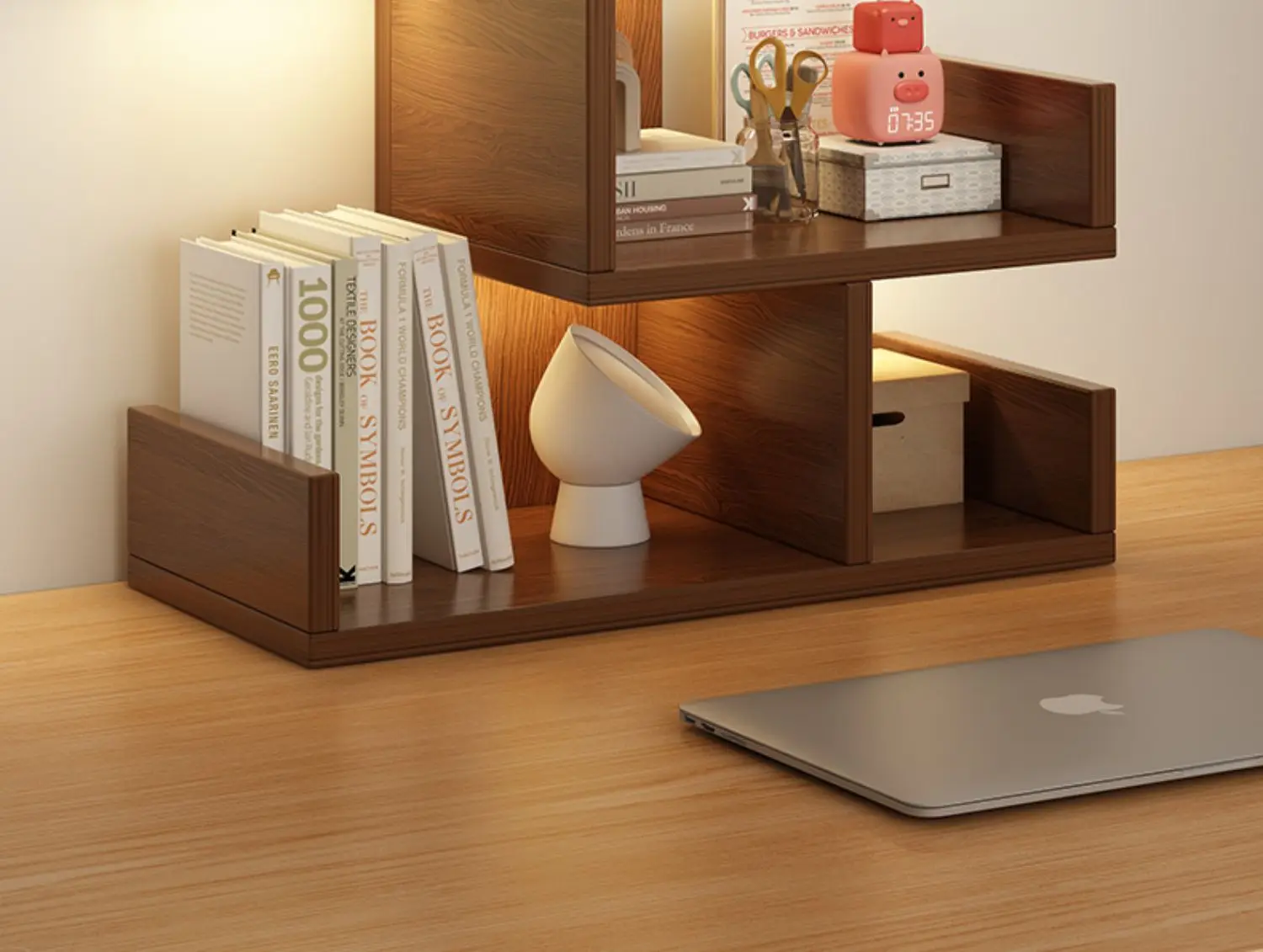 

Desktop Bookshelf Desk Shelf Office Storage Small Bookcase Student Display Cabinet Countertop Layered Corner Cabinet