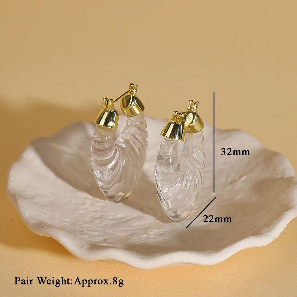 أقراط على شكل قرن الثور من الكوارتز الأبيض المطلي بالذهب عيار 18 قيراط للفتيات بتصميم جديد إكسسوار مجوهرات للحفلات #5