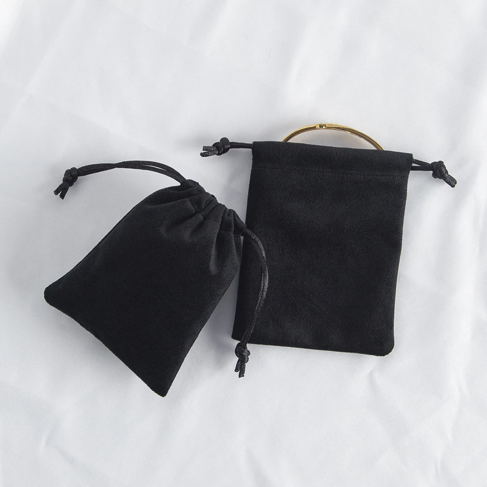 5Pcs/Lot Black Soft Velvet Jewelry Gift Bag Ring Earring Bracelet Pendnat Packaging Drawstring Pouch Wedding Party Portable Sack