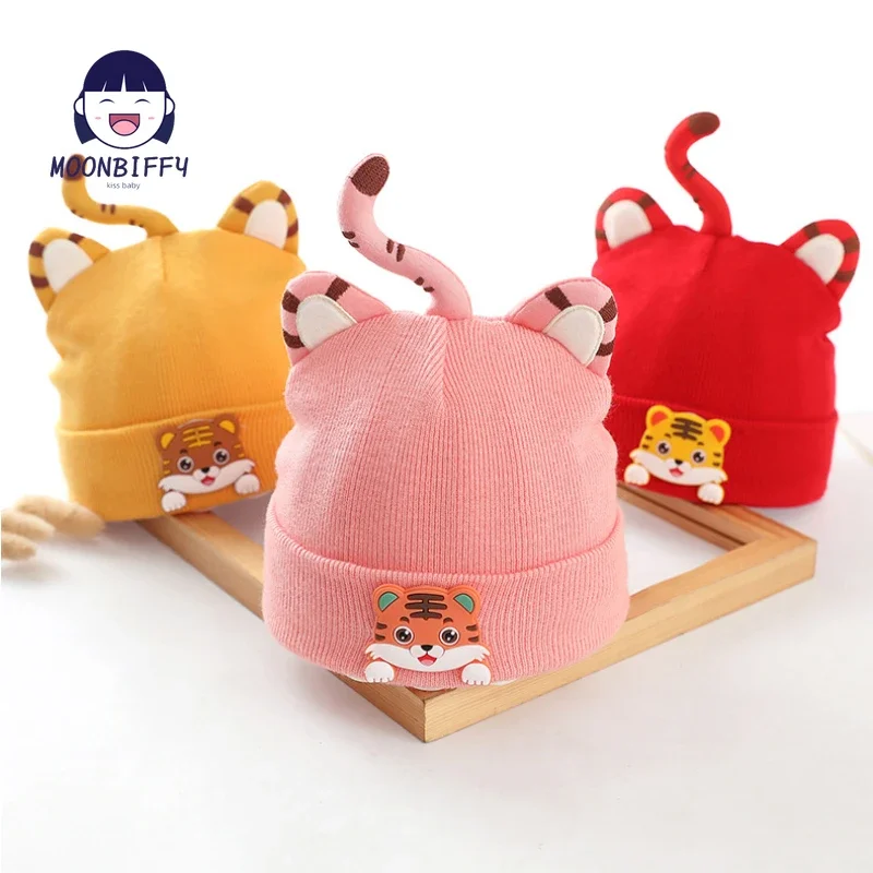 0-12Month Cartoon Animal Tiger Beanie Hat for Newborn Baby Hats Toddler Infant Knitted Hat Kids Girl Boy Winter Warm Bonnet