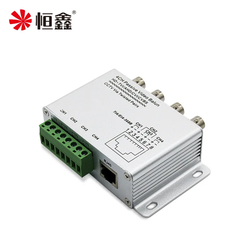 4 Channels Passive Video Balun Receiver Coaxial to RJ45 HD TVI/CVI/AHD/CVBS Twisted Pair Transmitter Transceiver CCTV System