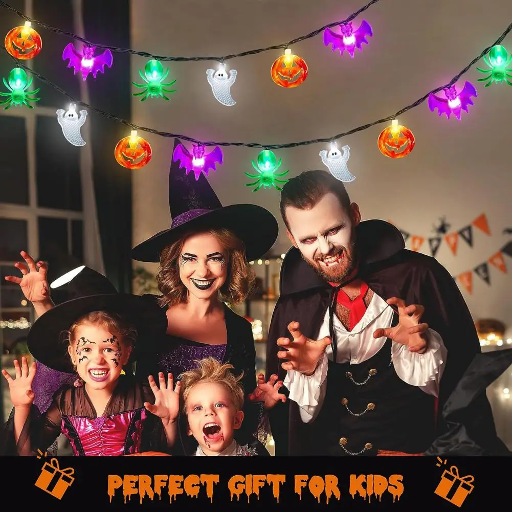 Lampu Halloween Led Lampu Halloween seram lampu senar Halloween pengendali jarak jauh tahan air 8 mode dioperasikan baterai kelelawar laba-laba