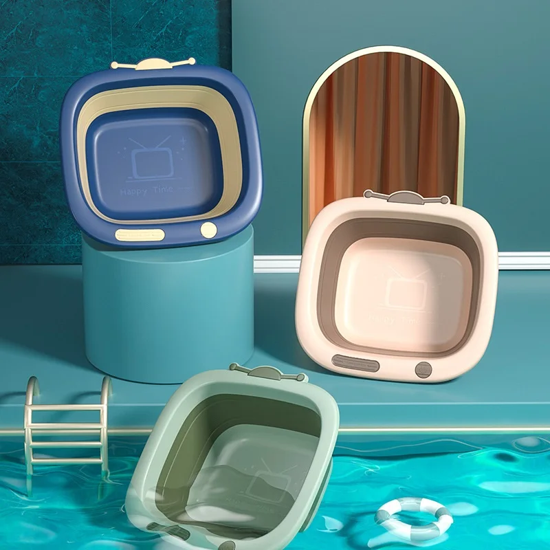 

Cute Folding Baby Washbasin, Portable, Multi Purpose, Lightweight, Safe, Durable, Feet Tub, Kids Bathtubs, Bathroom Cleaning Too