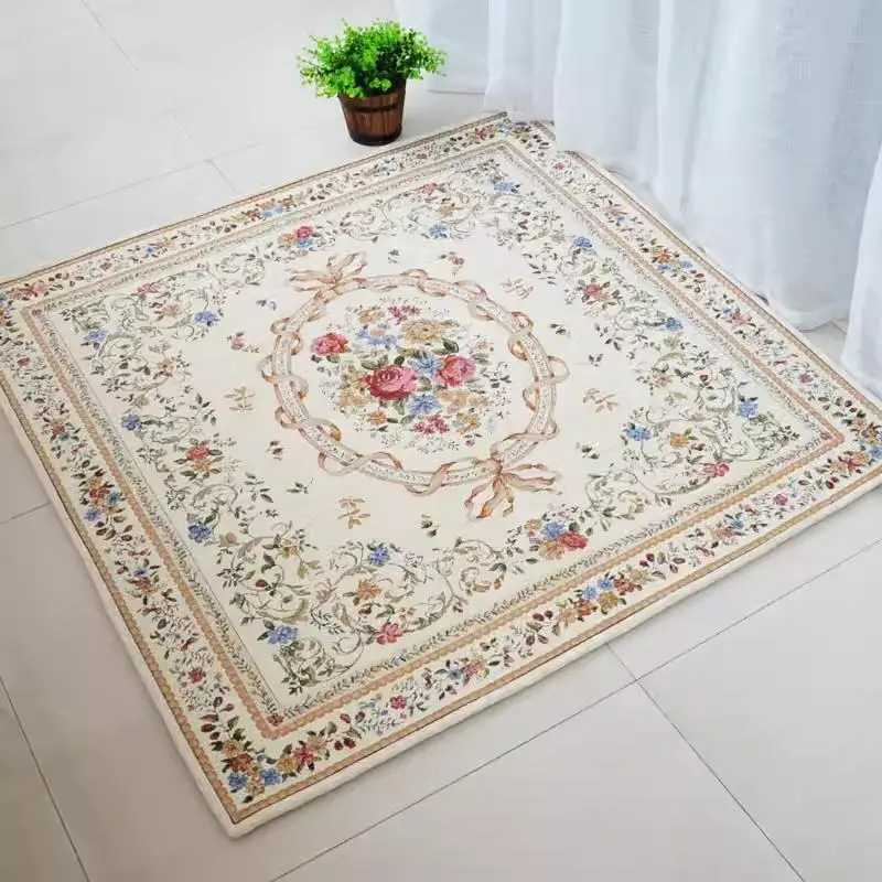 British Countryside Square Carpet For Living Room Pastoral Jacquard Bedroom Rug Home Sofa Tea Table Floor Mat Hallway Area Rug