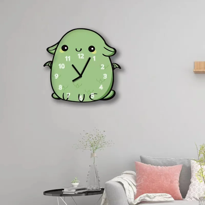 Cartoon Alien Mute Scan Code Living Room Study Digital Wall Clock Bedroom Children's Room Studio Shop Decoration Design Clock