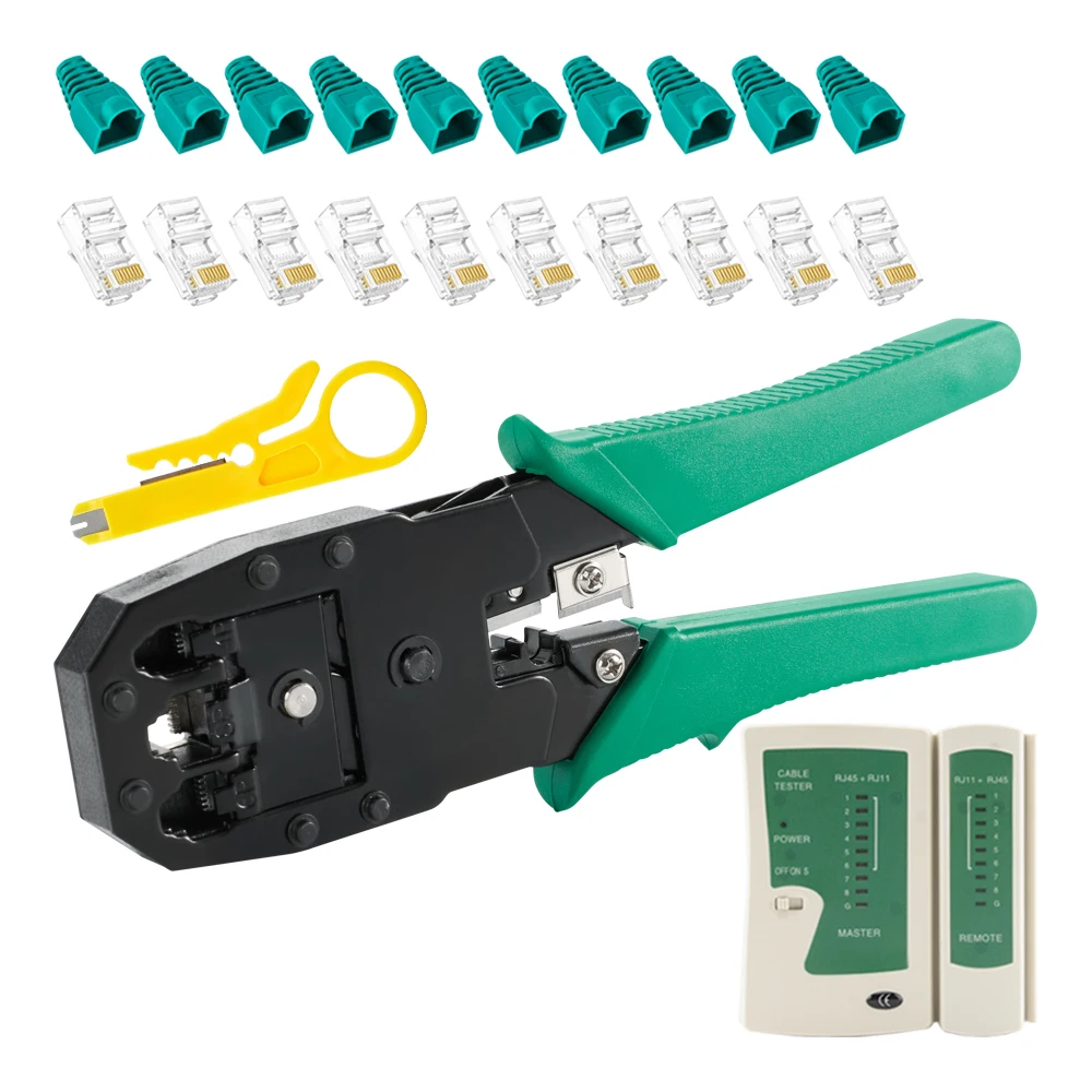 Network Cable Tester Tool LAN Utp Screwdriver Wire Stripper RJ45 RJ11 Connector Computer Network Crimping Pliers Tool Kit Set