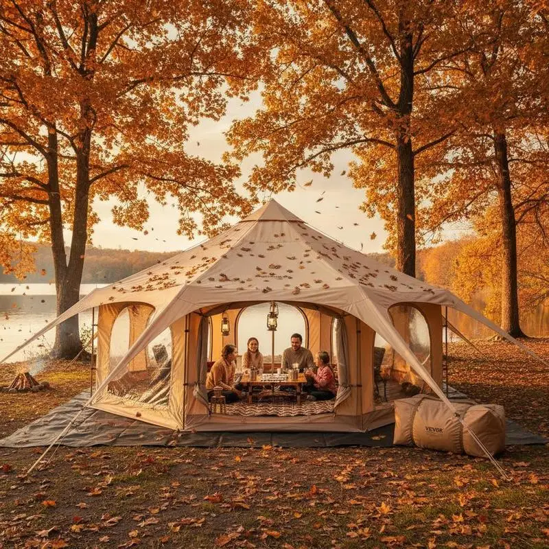 Glockenzelt 5 x 2,8 m Jurtenzelt aus TC-Baumwolle und robusten Eisenstangen mit Oxford-Stoffboden. Campingzelt für 8 Personen, Familienzelt mit 8 Fenstern, Gruppenzelt für Outdoor-Abenteuer.