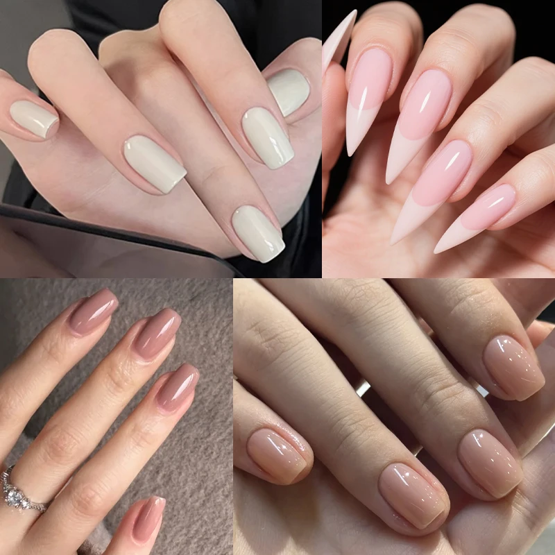 LILYCUTE 7ml Esmalte de uñas en gel rosa desnudo Gel con purpurina Gel UV semipermanente Soak off UV LED Nail Art Base Top Coat Suministros para uñas