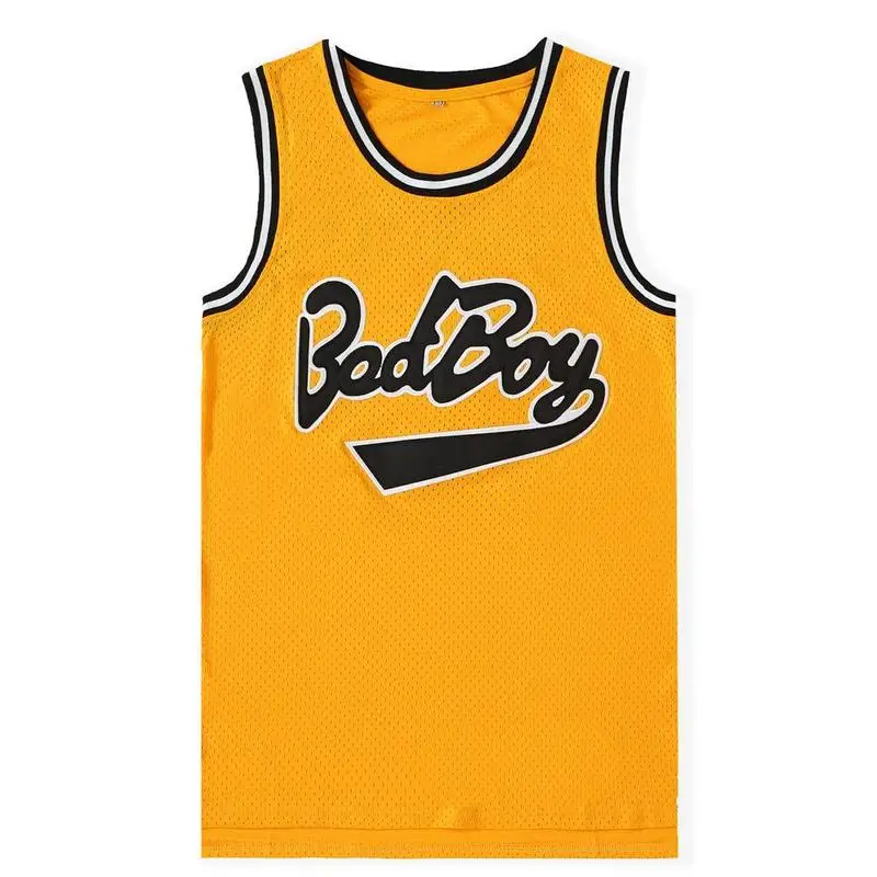 Biggie Smalls Jersey 72 Bad boy Basketball Jersey Men's Film Basketball Shirt Yellow Black