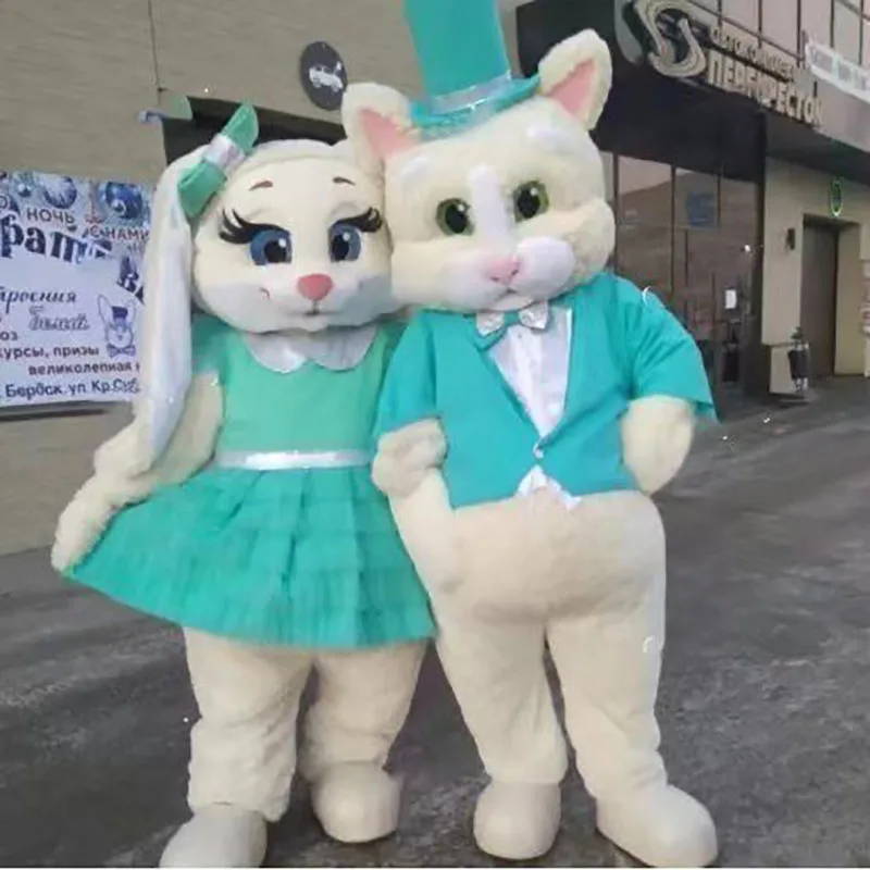 Tailcoat d'ours bleu pour la fête de Pâques, costume de lapin de dessin animé, robe de paupières de mascotte de lapin, vêtements pour événements d'Halloween et de carnaval