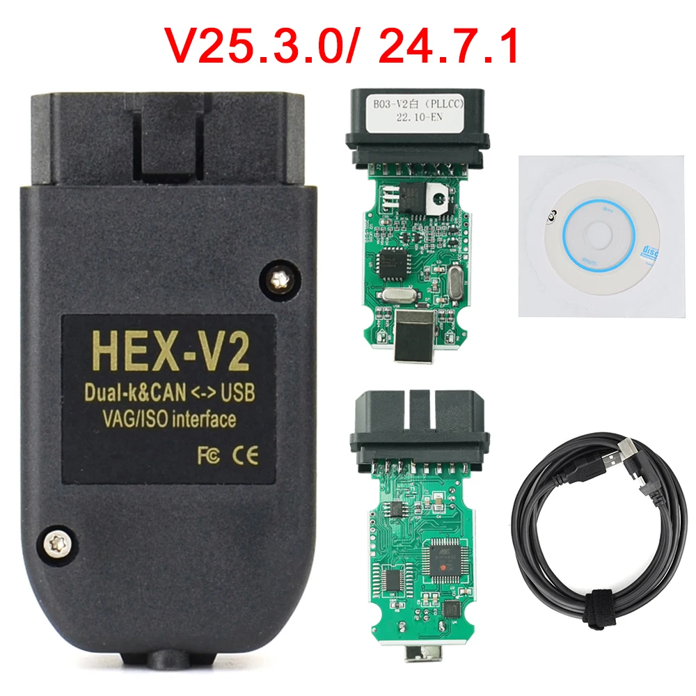 Best quality V25.3 VAG Scanner VAG Tool  KKL COM Cable OBD2 Diagnostic Cable Multi-Language OBD2 Scanner HEX V2