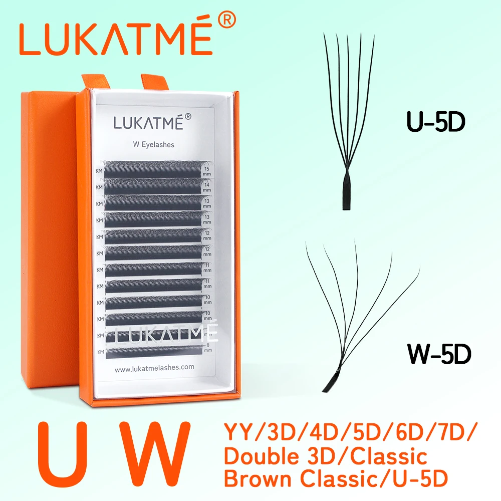 Extensions de cils pré-fabriquées LUKATME W 3D 4D 5D 6D 7D, cils YY pour débutants, application facile, cils volumineux en forme de U, faux cils