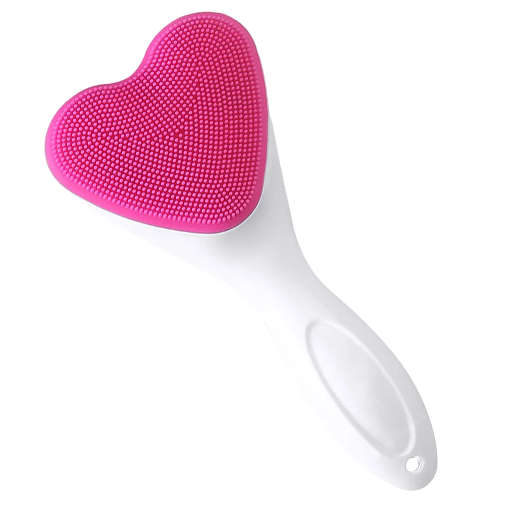

Manual Facial Cleansing Brush Silicone Heart Design Portable Face Washing Brush for Women Gentle Deep Cleaning Silicone Face