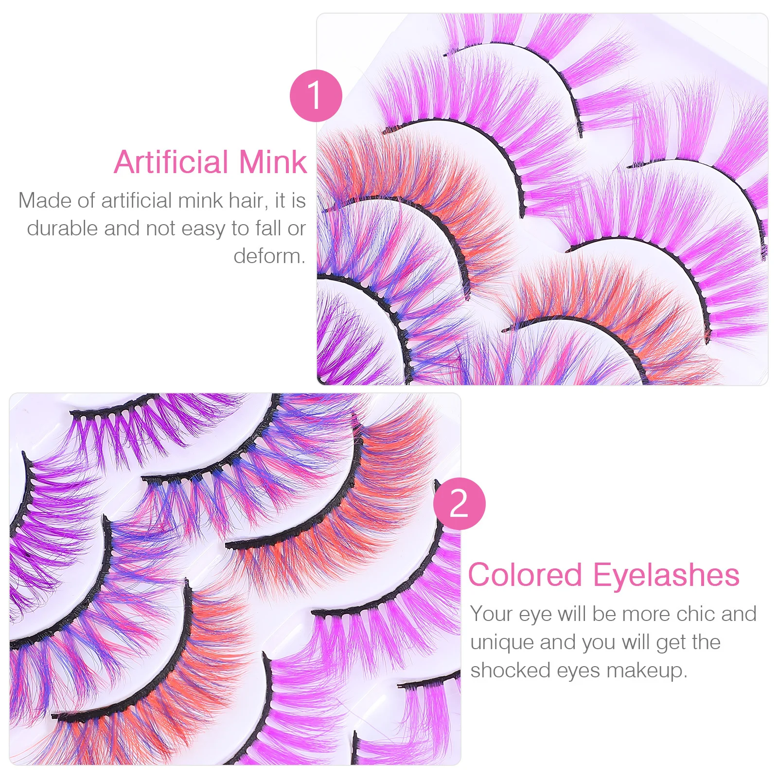 10 قطعة ثلاثية الأبعاد الرموش الملونة قسط سميكة رموش اصطناعية للمناسبات الخاصة خفيفة الوزن الريش يشعر كاذبة رمش مجموعة #2