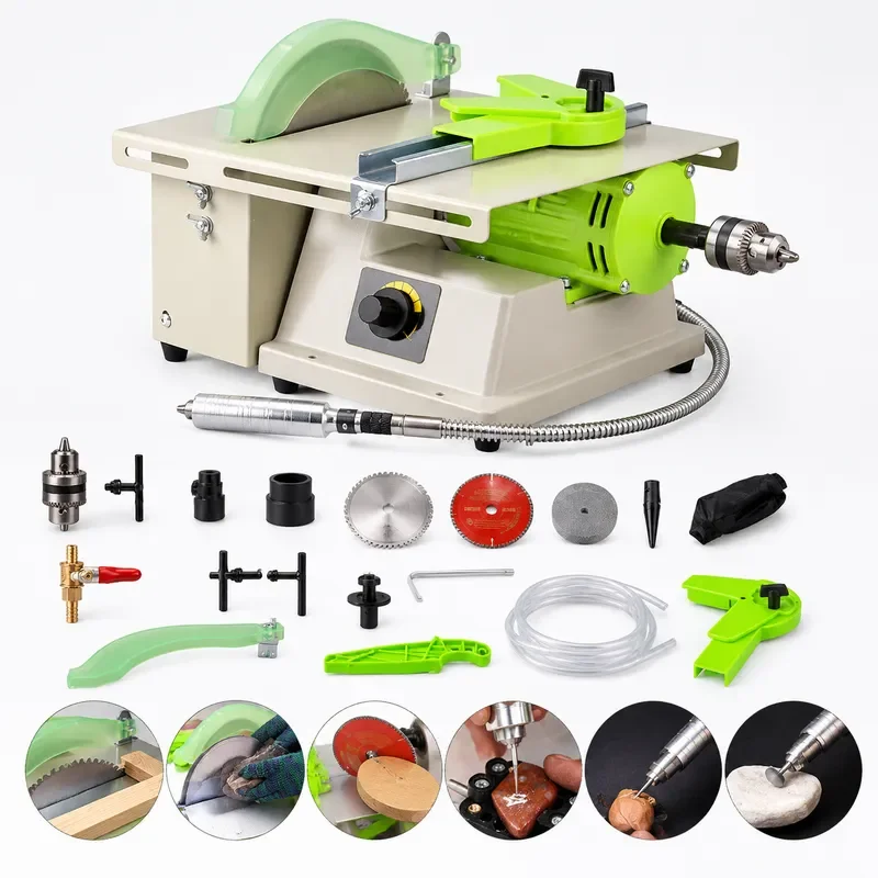 220V 1380W Multifunction Jewelry Rock Polishing Buffer Machine Grinder Mill Lathe Bench Tool for Gemstone Bead Metal Craft