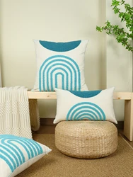 1pc,Curve Pattern Embroidered Cushion Cover Without Filler, Modern Decorative Throw Pillow Case For Living Room, Home Decor