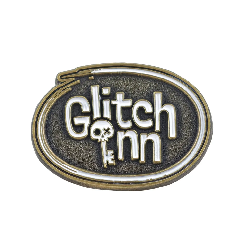 Glitch-Inn Brosche Glitch-Productions Logo Metall-Abzeichen Totenkopf-Schlüsselanhänger Emaille-Pin Unabhängiges Anime-Fan-Geschenk Cartoon-Accessoires – Detail 5