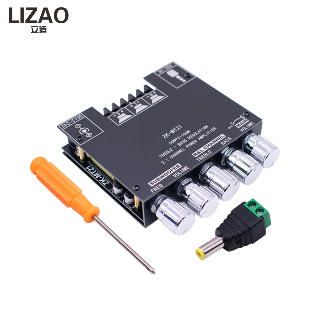 12V 24V Subwoofer ZK-MT21 Digital Power Amplifier Board 2x50W+100W 2.1 Channel AUX Audio Stereo Bluetooth 5.0 Bass Amplifier